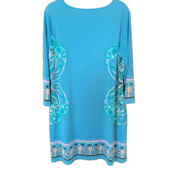 MICHAEL KORS Women's Dress SZ 12 Blue Paisley Print Accents Stretch Cool Boho - Picture 4 of 8